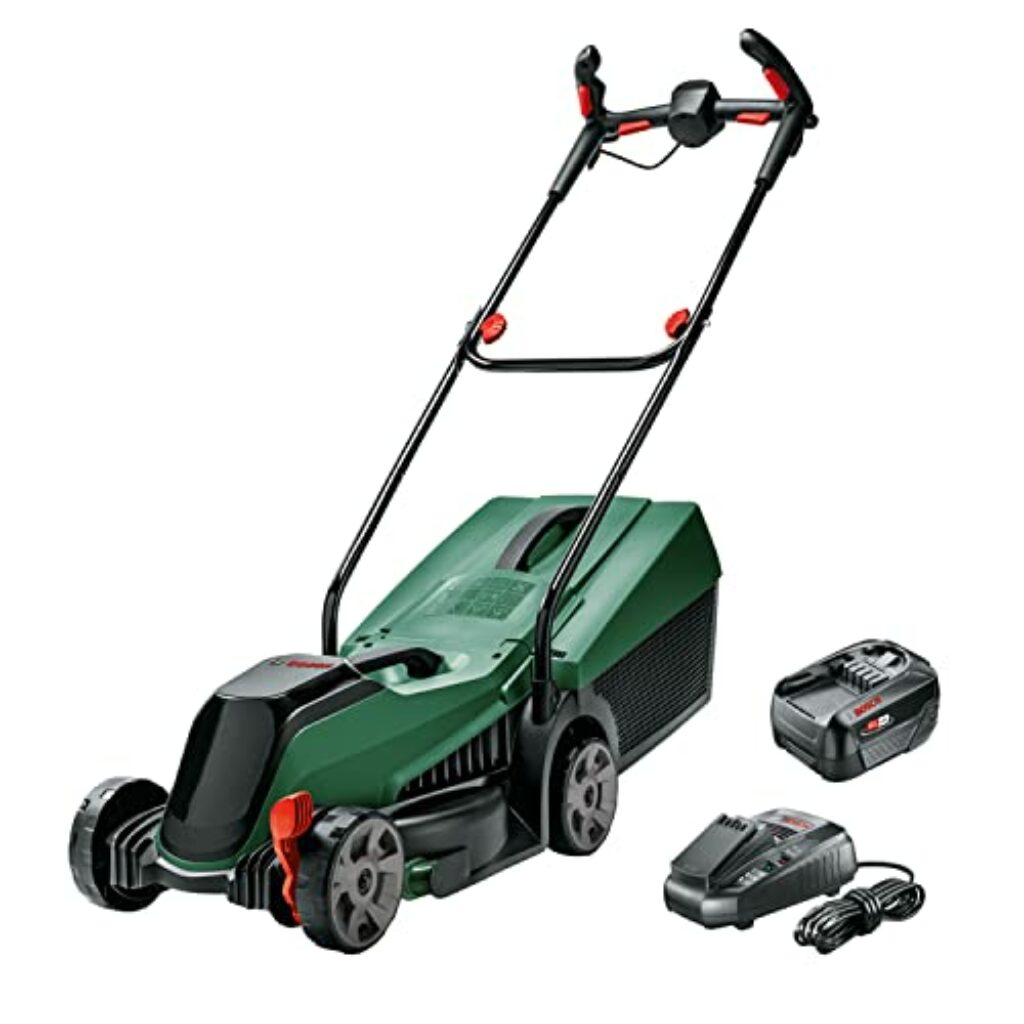 Bosch Akku-Rasenmäher CityMower 18V-32-300 (18 Volt System, P4A System, 1x Akku 4,0 Ah, Bürstenloser Motor, Schnittbreite: 32 cm, Rasenflächen bis 300 m², im Karton)