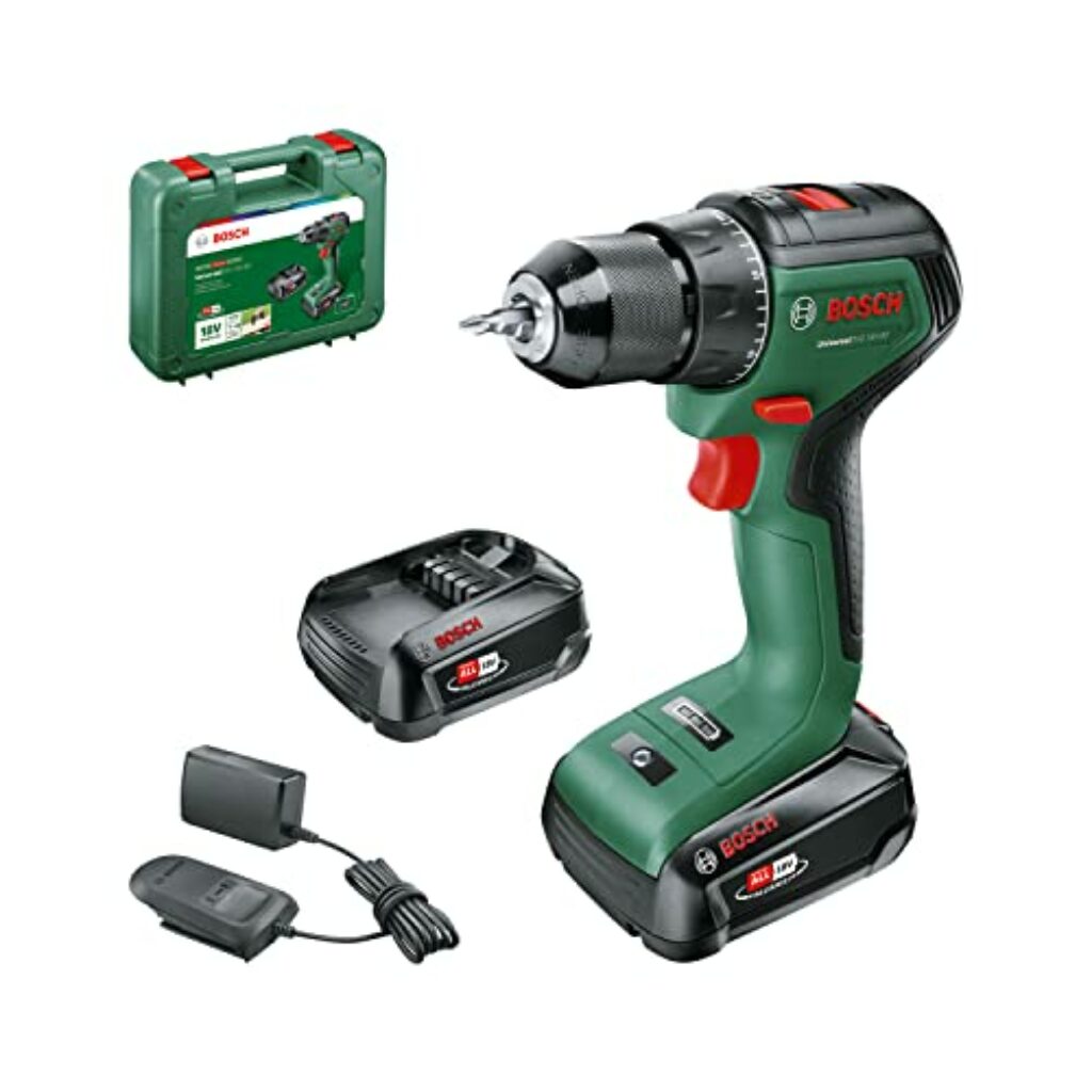 Bosch Home and Garden Home and Garden Akkuschrauber UniversalDrill 18V-60 (2 Akku, 18 Volt System, im Koffer) Schwarz