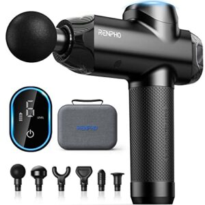 Massagepistole, RENPHO Massage Gun Massagegerät mit Type-C Ladeanschluss, 6 Massageköpfen und 6 Massage-Modi Massage Masagegäret Pistole mit LED Touchscreen für Nacken, Rücken, geschenke für männer