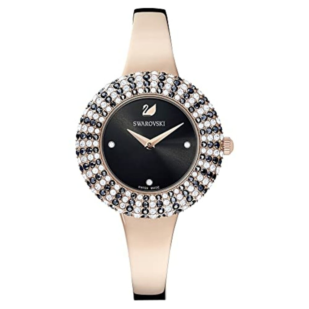 Swarovski Crystal Rose Uhr, Metallarmband, Schwarz, Rosegold-Legierungsschicht PVD-Finish