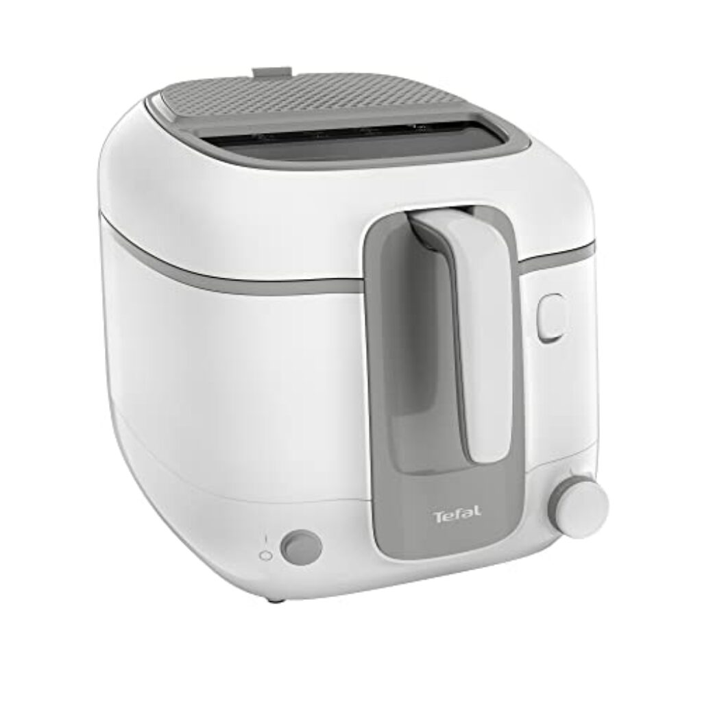 Tefal Fritteuse Super Uno Access FR3100 | Kapazität 2,2 L | Spülmaschinengeeignete Teile | Geruchsfilter | Herausnehmbarer Behälter | Weiß/Grau