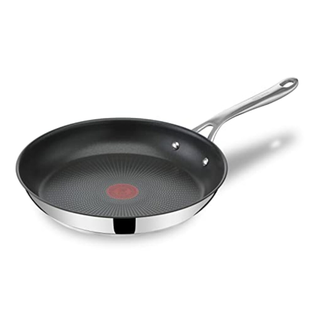 Tefal Jamie Oliver Cook´s Direct On Bratpfanne E30406 | 28 cm | Induktionsgeeignet | Spülmaschinengeeignet | Langlebige Antihaft-Beschichtung | Thermo-Signal-Technologie | Edelstahl/Schwarz