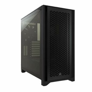 Corsair 4000D Airflow Tempered Glass Mid-Tower ATX-Gehäuse (High Airflow Front Panel, Tempered Glass Side Panel, Geräumiger Innenraum, Zwei 120-mm-Lüfter enthalten) Schwarz