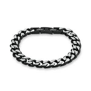 s.Oliver Armband Edelstahl Herren Armschmuck, 20+1,5 cm, Schwarz, Kommt in Schmuck Geschenk Box, 9954490