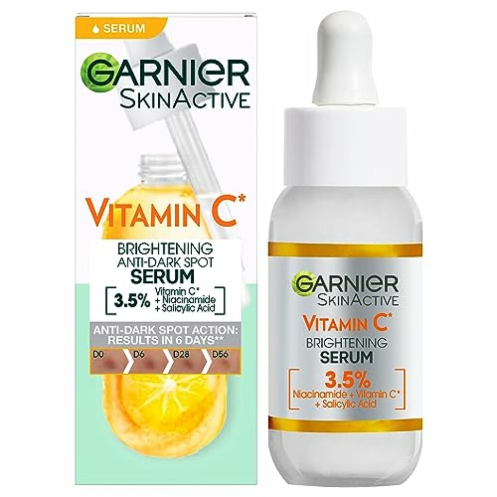 Garnier SkinActive Serum gegen dunkle Flecken, Gesichtsserum mit Vitamin C für jede Haut, Anti-Dark Spot Serum, 1 x 30 ml