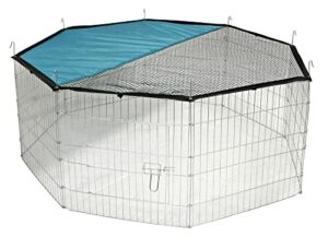 Kerbl Freigehege für Kleintiere mit Tür und Netz, Sonnenschutz, Metallgitter verzinkt, Freilauf für Kaninchen / Meerschweinchen / Hasen, Ø 143 cm, Elementgröße 57 x 56 cm, Gitterabstand ca. 2,8 cm