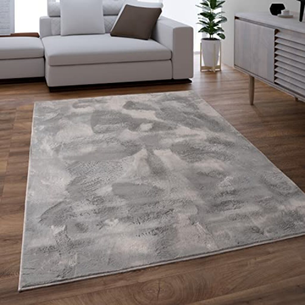 Teppich Wohnzimmer Kunstfell Plüsch Hochflor Shaggy Super Soft Waschbar In Dunkelgrau, Grösse:140x200 cm