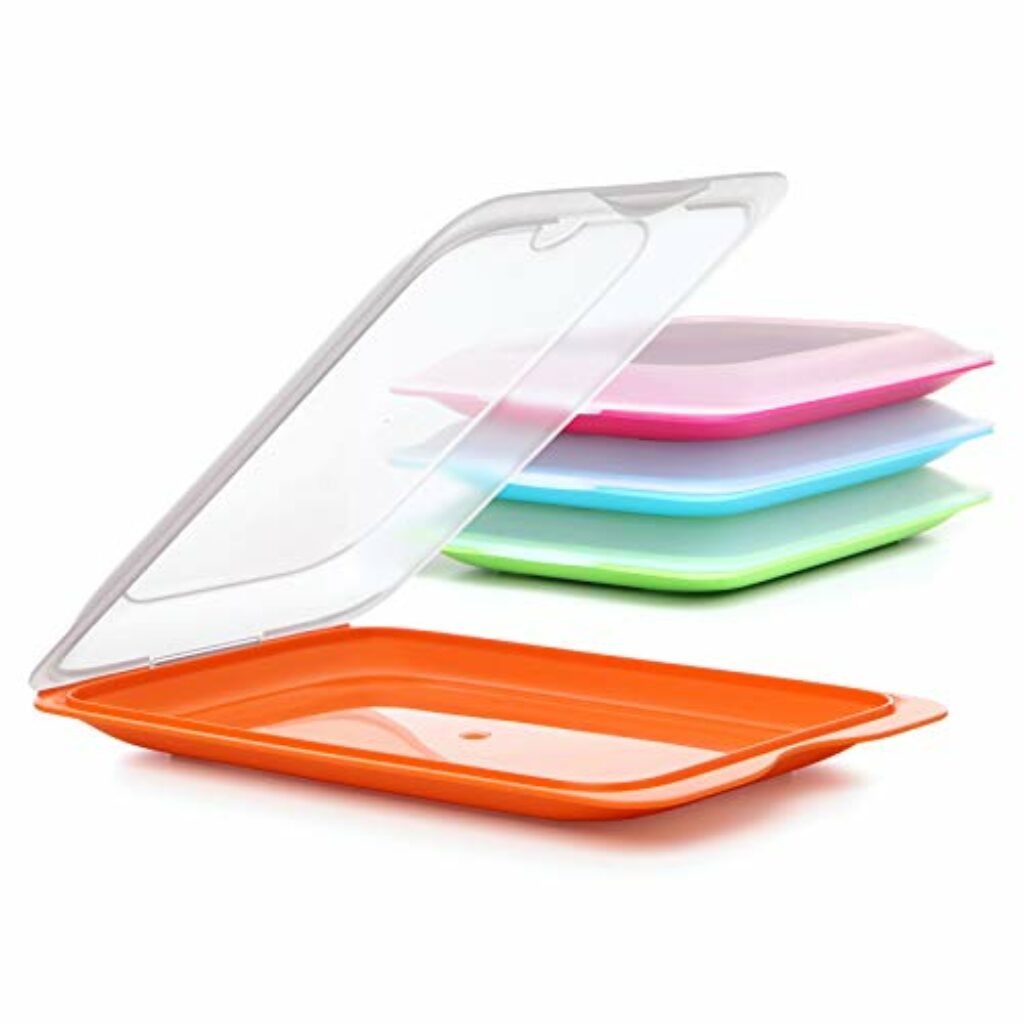 TATAY Set mit 4 Aufschnittbox Fresh, BPA frei, Mehrweg, Stackables, Geschirrspüler & MWO, zufällige Farben. Maßnahmen 17cm x 3,2cm x 25,2cm