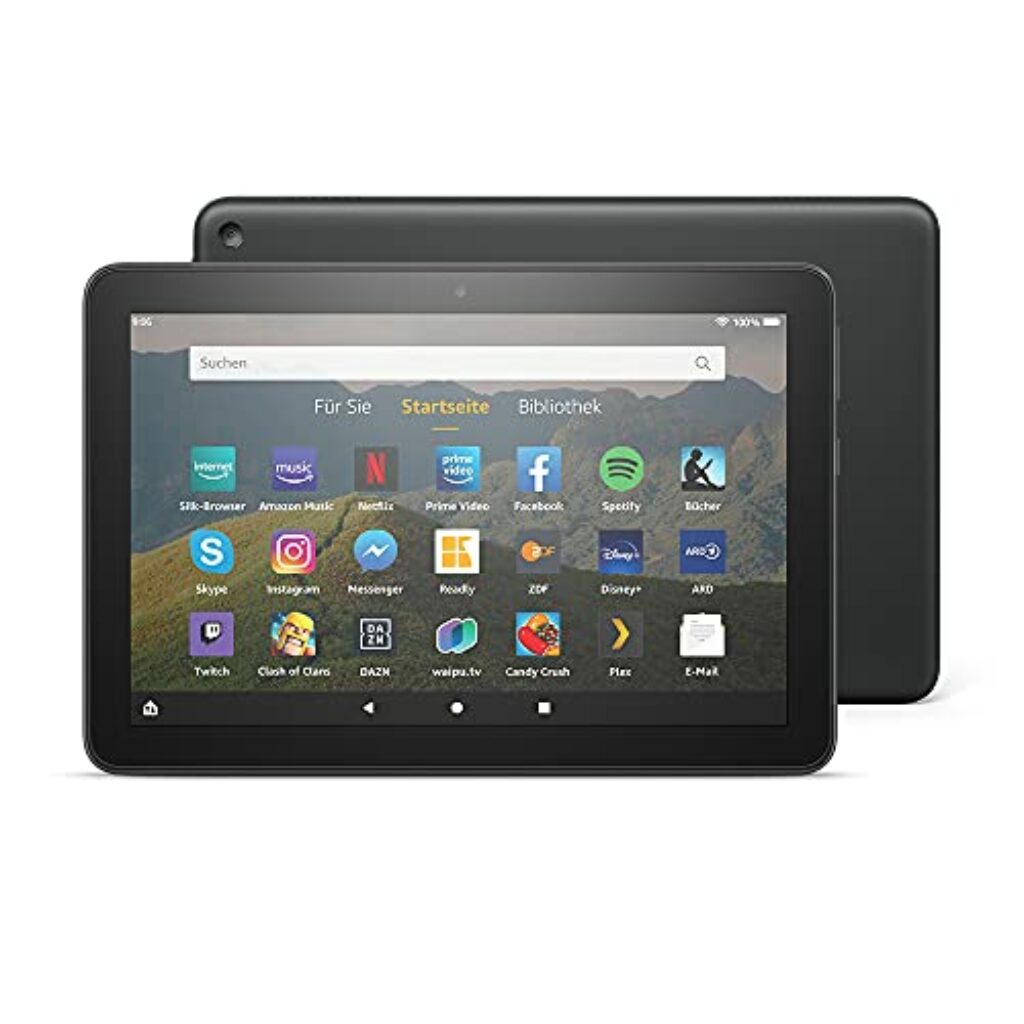Amazon Fire HD 8-Tablet, Zertifiziert und generalüberholt, 8-Zoll-HD-Display, 64 GB, Schwarz mit Spezialangeboten, für Unterhaltung unterwegs (2020)
