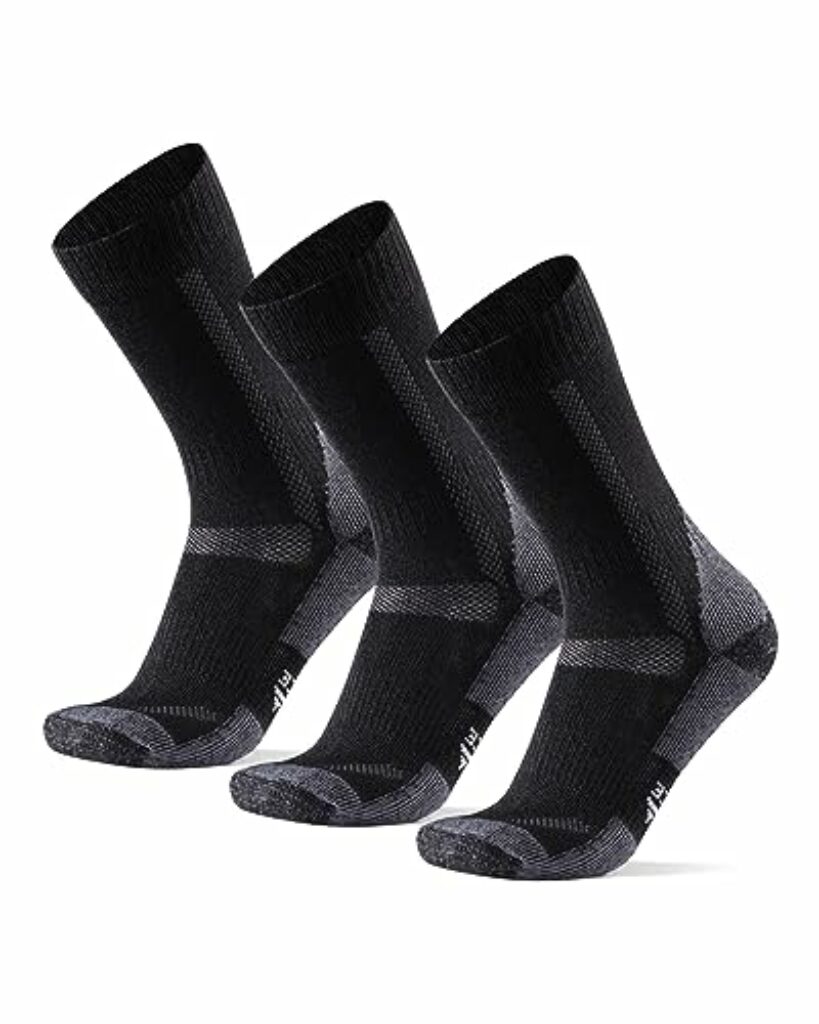 DANISH ENDURANCE Merino Wandersocken für Herren, Damen & Kinder, 3 Paar, Trekkingsocken (Schwarz/Grau, 35-38)