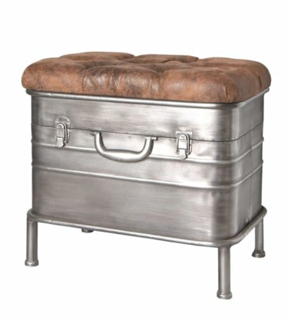 HAKU Möbel 13811 Bank, Stahl, Silber-grau/braun, 51 x 34 x 48