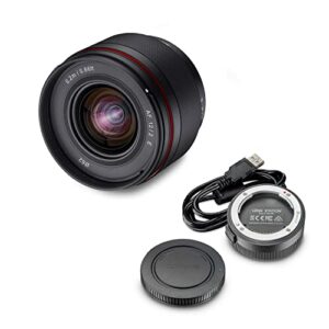 Samyang AF 12mm F2.0 E Objektiv + Lens-Station für Sony E - Autofokus APS-C Weitwinkel Festbrennweite Objektiv für Sony E Mount APSC, für Sony Kameras, Schwarz