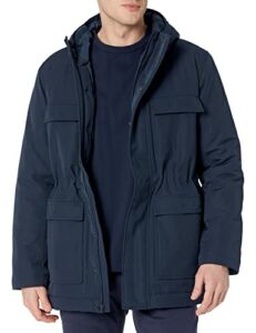 Amazon Essentials Herren Wasserabweisender Parka aus recyceltem Polyester mit Kapuze in lockerer Passform (zuvor Amazon Aware), Marineblau, XL