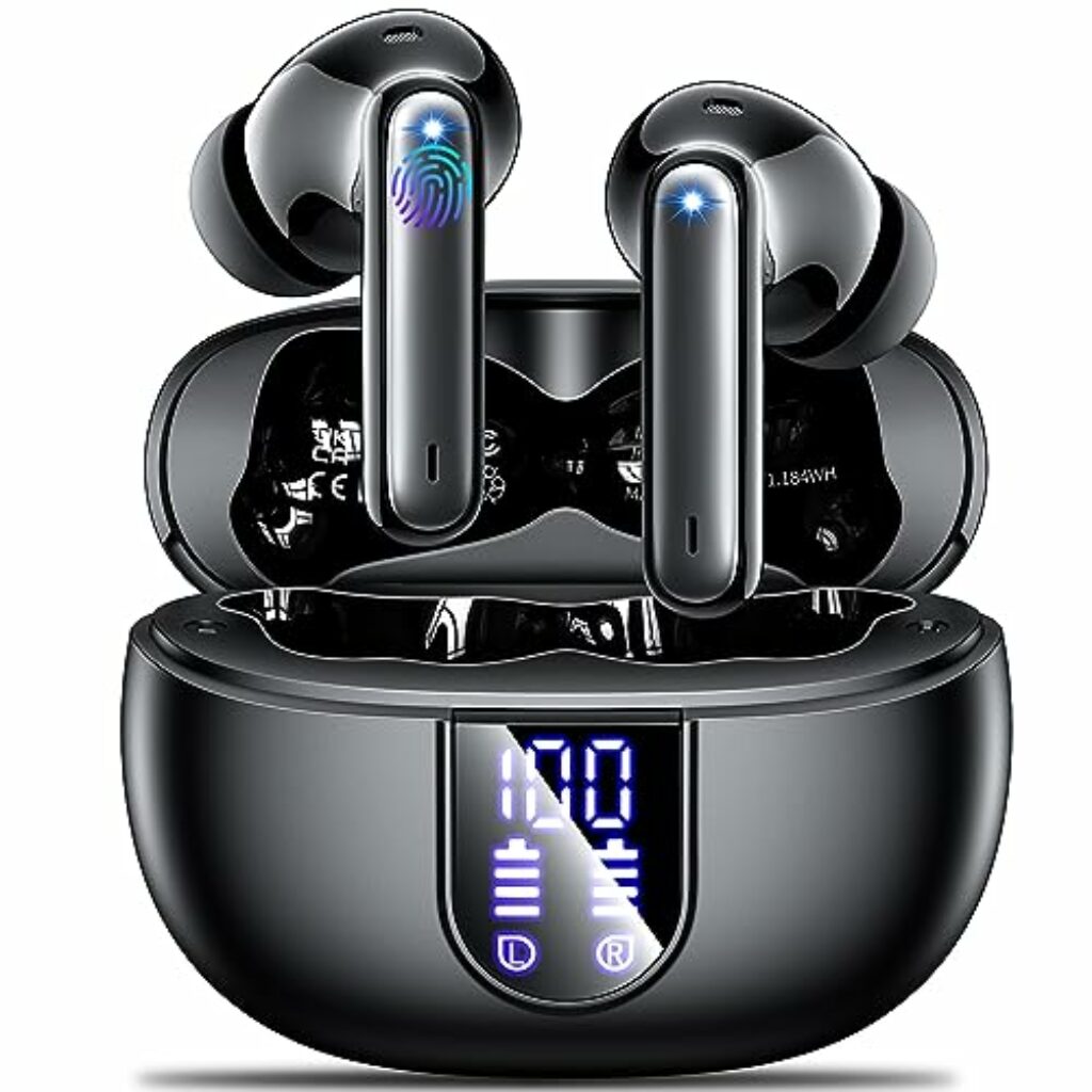 Bluetooth Kopfhörer,Kopfhörer Kabellos Bluetooth 5.3 In Ear mit 4 HD Mikrofon,ENC Call Noise Cancelling Headphones,42H Spielzeit, LED-Anzeige,HiFi Stereo IP7 Wasserdicht Ohrhörer für Sport Arbeit 2023