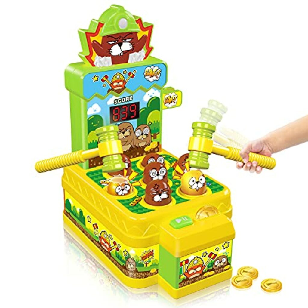VATOS Whack Spiel,Schlag den Maulwurf,elektronisches Mini Arcade Spielzeug,Münzspiel mit 2 Hämmern,interaktives pädagogisches für Kleinkinder,Kinder,Mädchen und Jungen im Alter von 3-6 Jahren