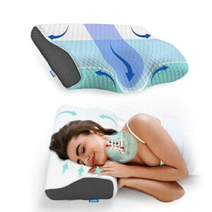 Derila Memory Foam Kissen Kopfkissen Nackenkissen (1er Pack) ergonomisches Seitenschläferkissen für Seiten, Rücken & Bauchschläfer. Antischnarch-Kissen, erfrischt aufwachen ohne Nackenschmerzen