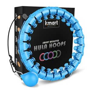 K-MART Smart Hula Ring Hoops, Gewichteter Hula Circle 24 Abnehmbarer Fitnessring mit 360 Grad Auto-Spinning Ball Gymnastik Massage Erwachsene Fitness für Gewichtsverlust (Blau)