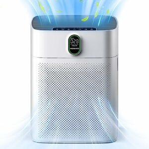 Luftreiniger für Zuhause Große Räume, PM2,5 Display Luftqualitätssensor, MORENTO H13 HEPA Luftfilter gegen Staub und Pollengeruch, CADR 300m³/h für Raucherzimmer, Air Purifier 24dB Schlafmodus Timer