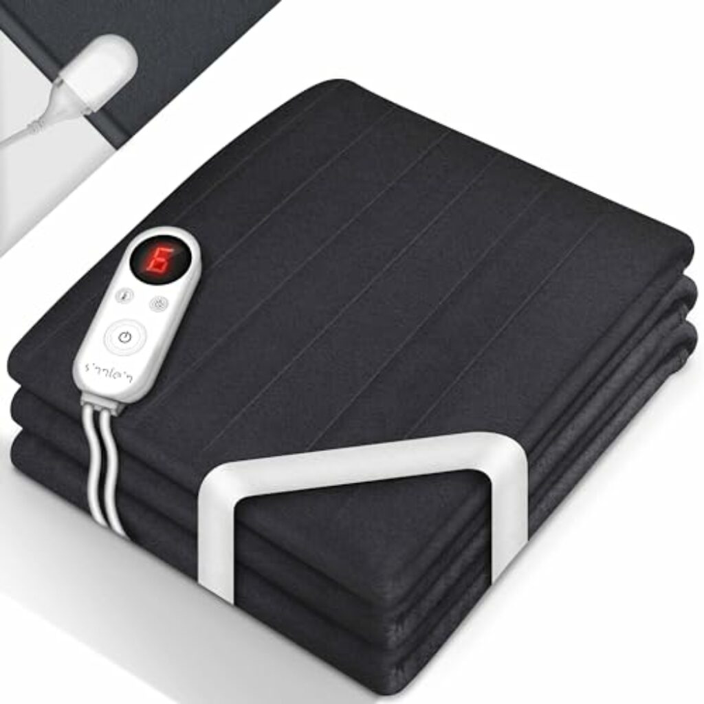 sinnlein® Wärmeunterbett aus Vlies 150 x 80 cm TÜV SÜD GS geprüft | elektrische Heizdecke mit Abschaltautomatik | Wärmedecke | Timerfunktion | 6 Temperaturstufen | waschbar bis 40°C | Digitalanzeige