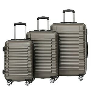 BEIBYE Zwillingsrollen Reisekoffer Koffer Trolleys Hartschale M-L-XL-Set (Coffee, Set)