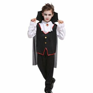 GIFT TOWER Vampir Kostüm Kinder Dracula Vampirkostüm Jungen Kinderkostüme Karneval Schwarz L/für 120-130cm