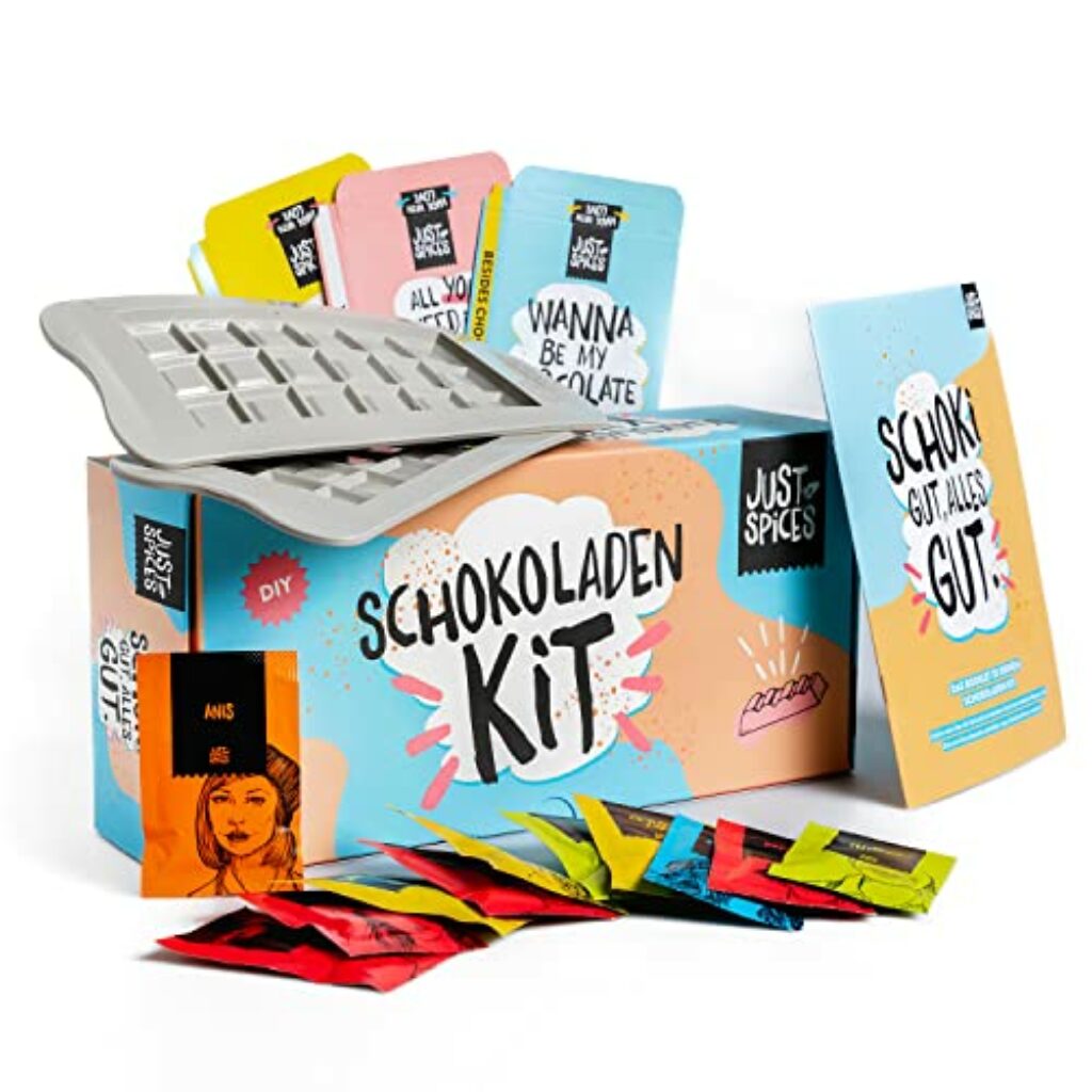 Just Spices DIY Schoko-Kit Schokoladen-Set zum Selbermachen Personalisierte herstellen Geschenk zu Weihnachten für Männer und Frauen oder zum selber machen