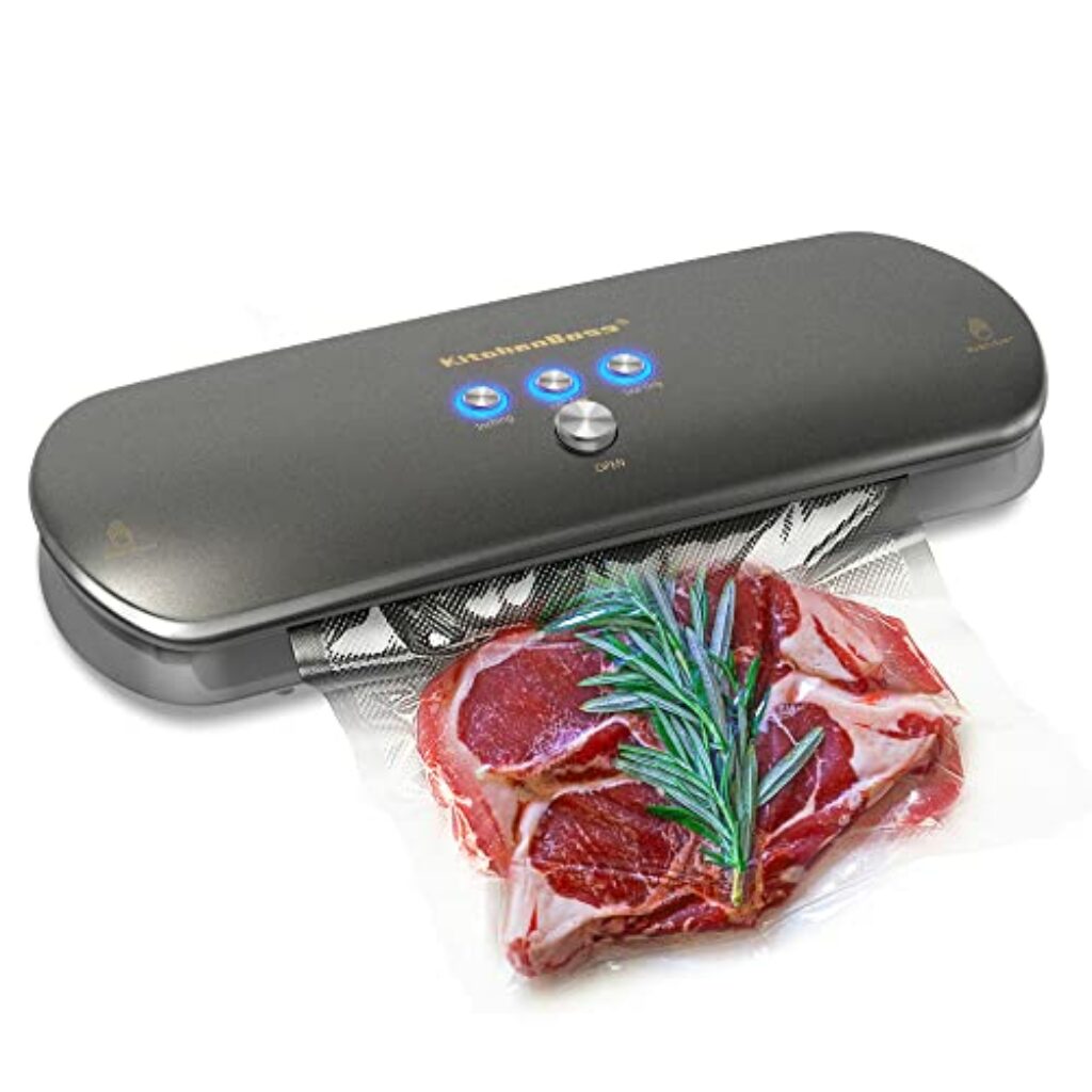 KitchenBoss 3-in-1 Vakuumiergerät für Trockene und Feuchte Lebensmitteln, Automatisch/Manuelles Vakuum-Verschluss -System, Vakuumierer Folienschweißgerat Graphite Gray