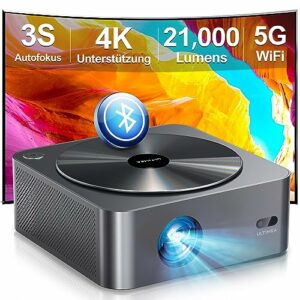 ULTIMEA Beamer Full HD 1080P Native mit Autofokus und 6D Trapezkorrektur, Beamer 4K Heimkino Unterstützt 700 ANSI 21.000 Lumen, 5G WiFi Projektor Bluetooth, Outdoor Beamer für iOS/Android/TV Stick