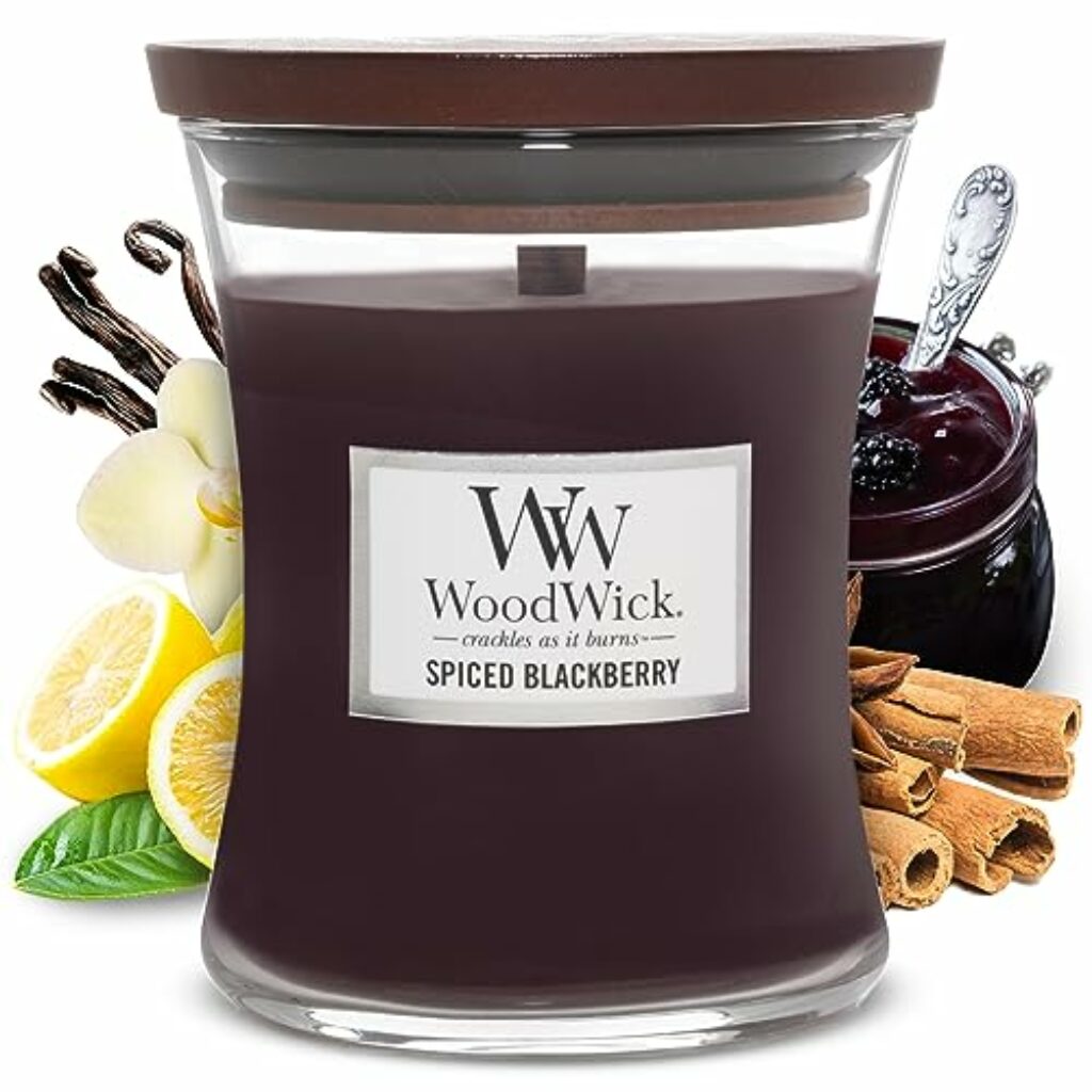 Woodwick Kerze, apple basket, Ellipse, Mittelgroße, Color: Spiced Blackberry