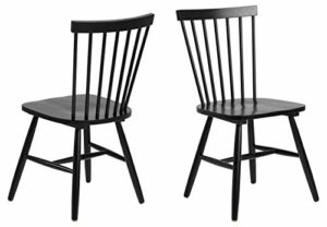 AC Design Furniture Susanne Esszimmerstühle 2er Set, Schwarzes Küchenstühle, Lackierte Holzstühle aus Birke, Stühle mit Hoher Rückenlehne und Vertikalen Latten, Esszimmermöbel im Skandinavischen Stil
