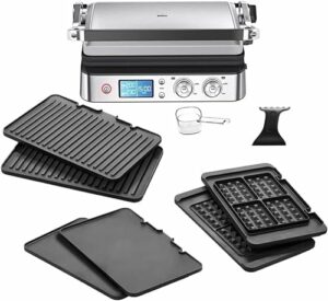 Braun MultiGrill 9 CG 9047 Kontaktgrill mit spülmaschinenfesten Grill-, Flach- und Waffelplatten, Grillpositionen: Kontakt, BBQ, Ofen, Fettauffangschale, 250° Höchsttemperatur, Sear-Funktion (Boost)
