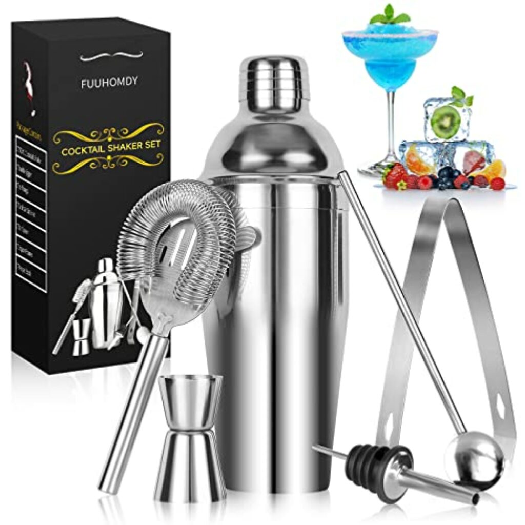 Cocktail Shaker Set,Edelstahl 304 Zubehör 6 stück 750ML Professioneller Bar Cocktailshaker Kit mit Messbecher und Barlöffel Cocktail Starter Set Geburtstags-/Weihnachts Frauen Männer