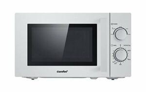 Comfee CMSN 20 si Mikrowelle / Solo-Mikrowelle mit 5 Leistungsstufen/ Innenbeleuchtung/ easy Defrost/360°Drehteller / Zwei Drehregler/20L/700W/ Silber
