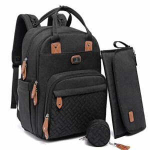 Dikaslon Wickeltasche Rucksack Großer Wickelrucksack mit Multifunktions-Babytaschen und mobiler Wickelauflage - Schnullerhalter und Kinderwagengurte - für Mama und Papa (schwarz)