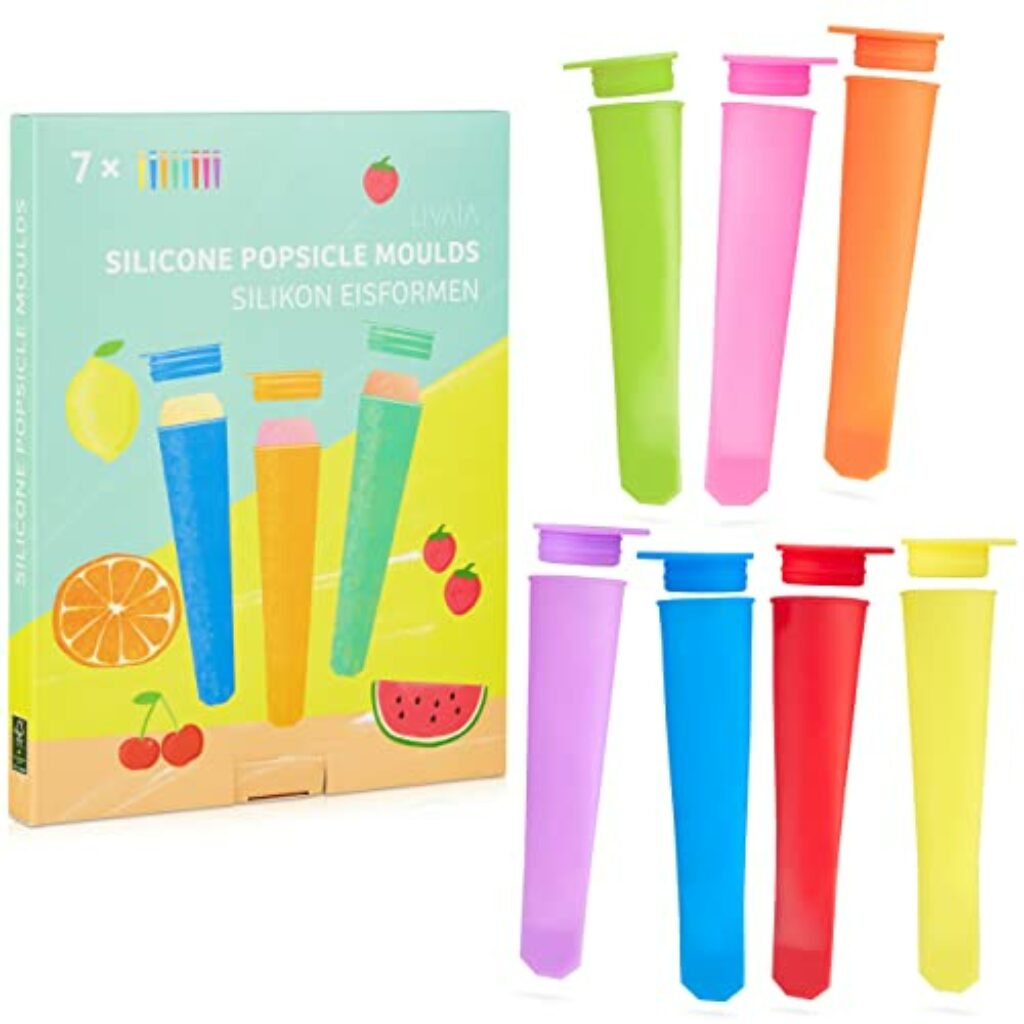 Eisformen: 7 bunte Silikon Formen für Eis – Silikonformen Set – Wassereisformen Set – Wassereis – LIVAIA