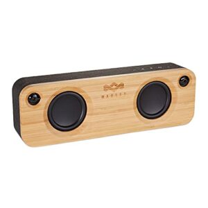 House of Marley Get Together, Bluetooth-Lautsprecher aus nachhaltigem Bambus, tragbare kabellose Box mit integrierter Powerbank, Aux-In & Mikrofon, 8 Stunden Musikgenuss mit einer Ladung - Schwarz