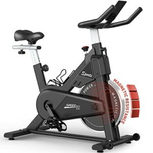 PASYOU Heimtrainer Fahrrad mit Magnetischer Widerstand, Fitnessbike Riemenantrieb, LCD Monitor mit RPM, IPad-Halterung Hometrainer 150 kg Belastbar