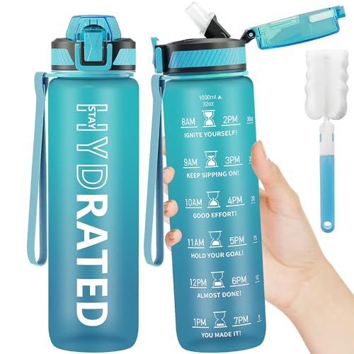 Auslaufsichere Trinkflasche mit Zeiterinnerung & Mengenskala