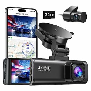 REDTIGER Dashcam Auto Vorne Hinten 4K/2,5K Mit GPS WiFi Dash Cam Auto Dashboard Recorder mit 3,18" IPS-Bildschirm, Nachtsicht-Loop-Aufnahme 170 ° Weitwinkel WDR, Unterstützt 256 GB Max, LCD