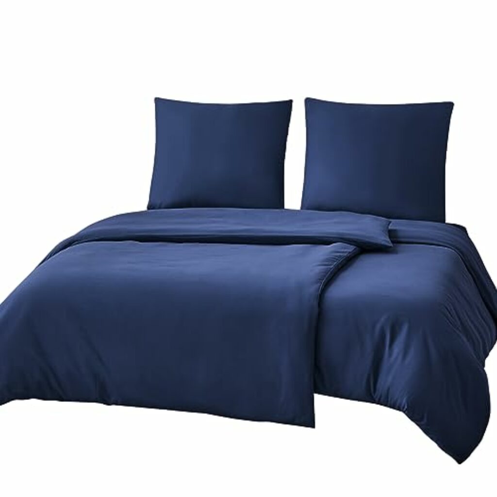 RUIKASI Bettwäsche 135x200 4teilig Dunkelblau - Bettbezüge 135 x 200 2er Set mit Kissenbezüge, Bettwäsche-Sets 135x200cm aus Mikrofaser mit Reißverschluss Weich und Bügelfrei