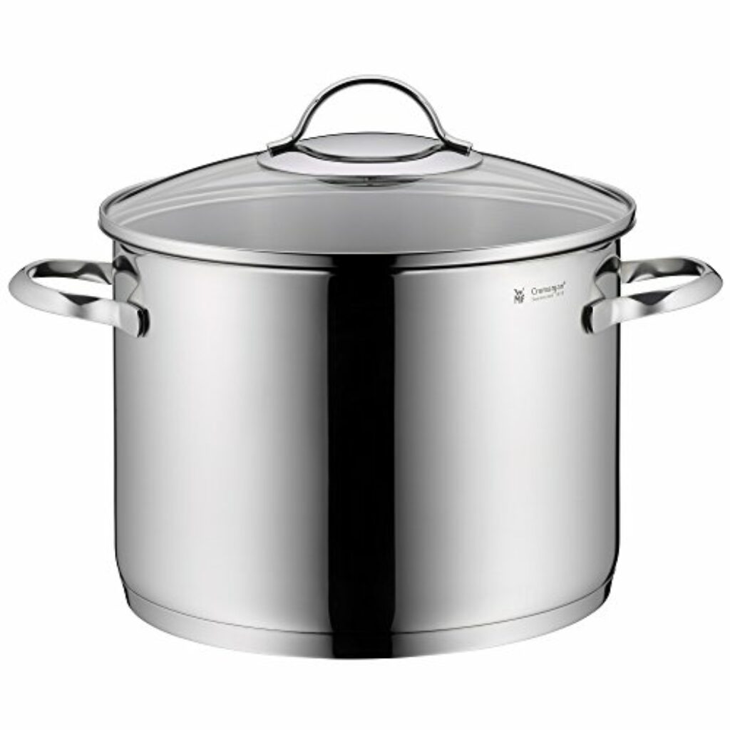WMF Gemüse- Suppentopf Induktion 24cm, Glasdeckel, Kochtopf groß 8,8l, Cromargan Edelstahl poliert, großer Topf unbeschichtet, backofengeeignet