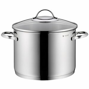 WMF Gemüse- Suppentopf Induktion 24cm, Glasdeckel, Kochtopf groß 8,8l, Cromargan Edelstahl poliert, großer Topf unbeschichtet, backofengeeignet