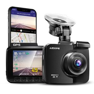 AZDOME Autokamera mit 4K Auflösung, WiFi Dashcam mit GPS und Loop-Aufnahme, Dash Cam mit 170° Weitwinkelobjektiv und Nachtsicht, Dash Camera mit G-Sensor, Parkmonitor und Bewegungserkennung(GS63H)