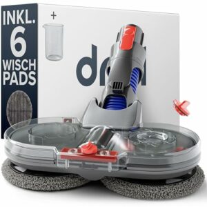 Dripl Wischaufsatz für Dyson V7/V8/V10/V11/V15 Staubsauger, Elektrischer Bodenwischer mit Abnehmbaren Wassertank und 6 Waschbare Mopps + 1 Füllbehälter.