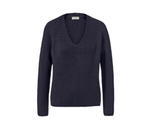 Grobstrick-Pullover mit Wolle, dunkelblau