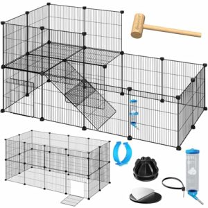 KESSER® Freigehege Gittergehege für Kaninchen aus Metallgitter XXL inkl. Tür und Trinkflasche Kleintiergehege Meerschweinchen Gehege Freilauf, Kleintierkäfig Laufgitter Hasenstall für Innen - draußen