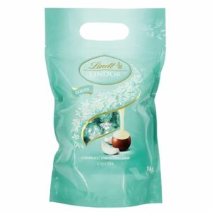 Lindt LINDOR Schokoladen Cocos | 1 kg Beutel, wiederverschließbar | ca. 80 Kugeln Milch-Schokolade mit Kokosnusscrèmefüllung | Großpackung, Pralinen-Geschenk, Schokoladengeschenk