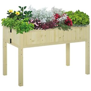 Outsunny Pflanzkasten Gartenpflanzgefäß Gemüsebeet aus Tannenholz für Garten Terrasse Balkon Outdoor 115 x 56 x 76 cm Natur