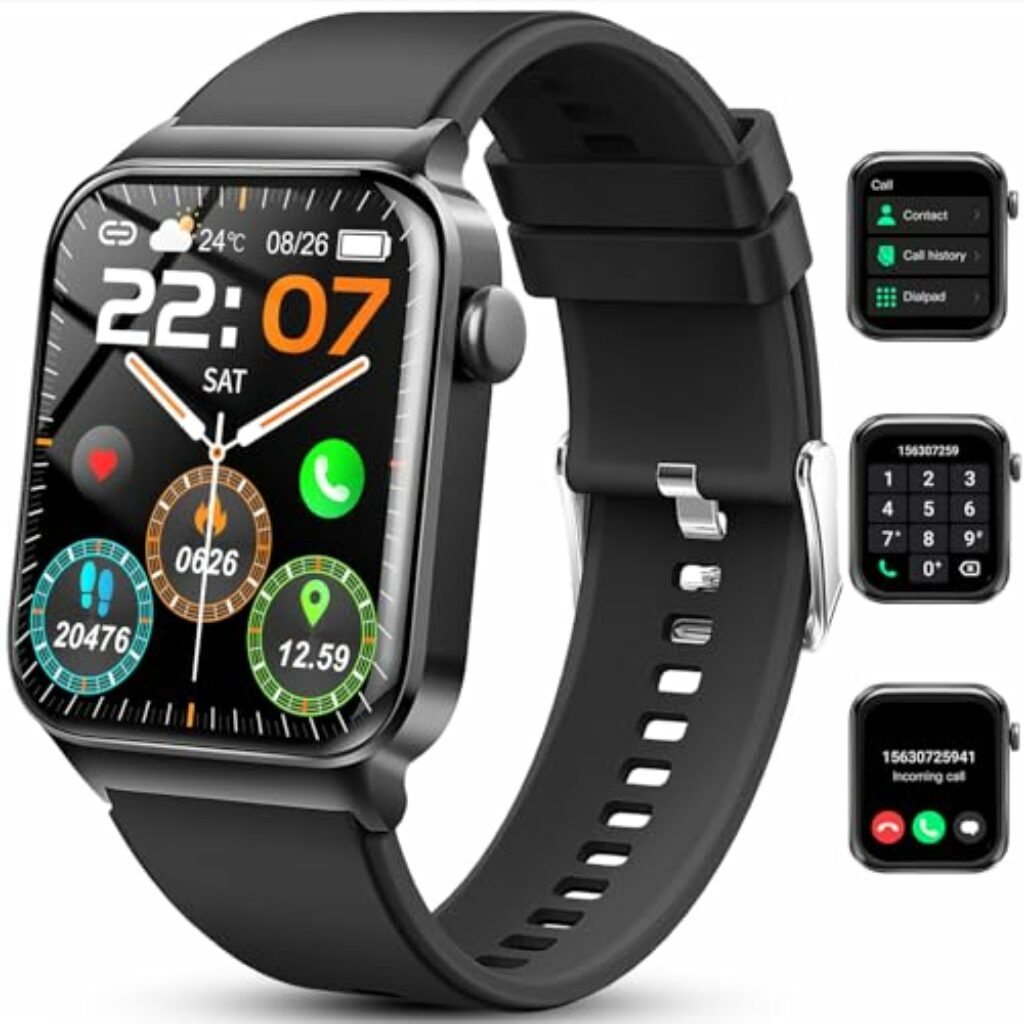 Smartwatch Herren Damen mit Telefonfunktion 1,85" Voll Touch Smart Watch Fitnessuhr mit 113 Sportmodi, Schrittzähler Schlafmonitor Pulsuhr IP68 Wasserdicht Armbanduhr Sportuhr Stoppuhr für Android iOS