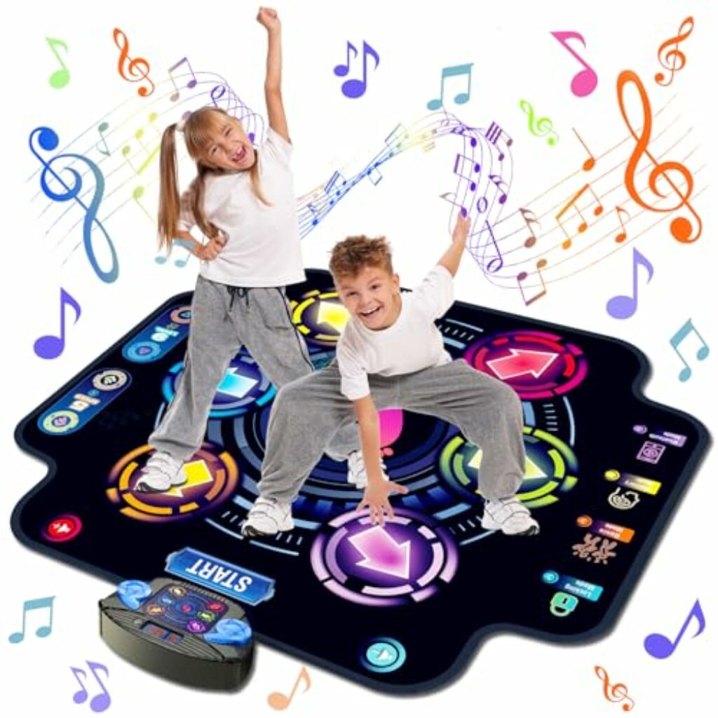 Tanzmatte für Kinder, einzigartiges elektronisches Tanzpad mit 6 Tasten und Bluetooth-9-Stufen, leuchtendes Musikspiel, Tanzspielzeug, Geburtstag für Mädchen und Jungen im Alter von 3–12 Jahren